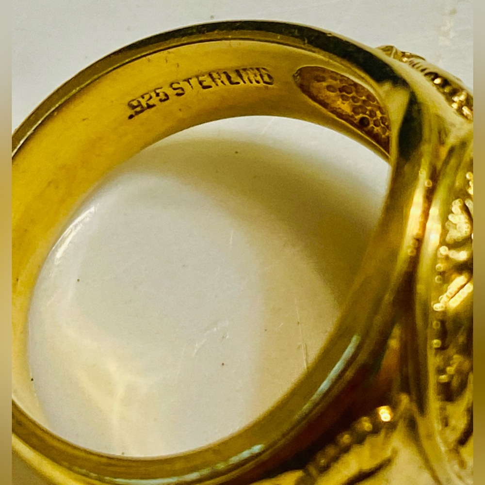 Men's Solid Gold over Silver lab created sapphire… - image 9